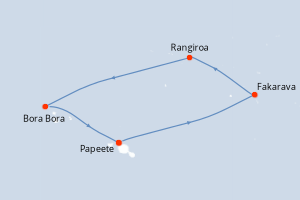 Carte de l'itinéraire de croisière Papeete-Papeete d'une durée de 7 jours