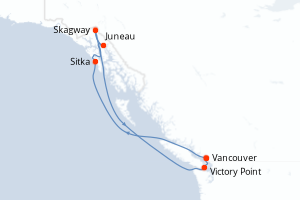 Carte de l'itinéraire de croisière Vancouver-Vancouver d'une durée de 7 jours