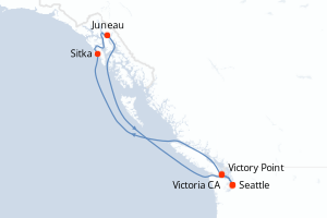 Carte de l'itinéraire de croisière Seattle-Seattle d'une durée de 7 jours