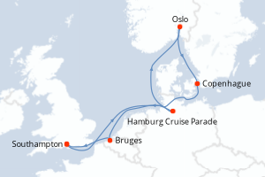 carte itinéraire croisière Europe du Nord 8 jours au départ du port de Southampton