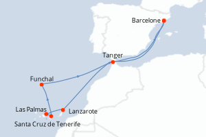 carte itinéraire croisière Méditerranée 12 jours au départ du port de Barcelone