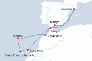 carte itinéraire croisière Méditerranée 13 jours au départ du port de Barcelone