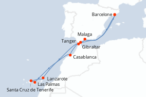 carte itinéraire croisière Méditerranée 12 jours au départ du port de Barcelone