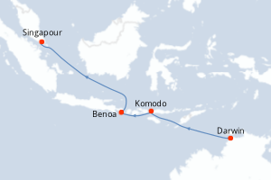 carte itinéraire croisière Asie 8 jours au départ du port de Darwin