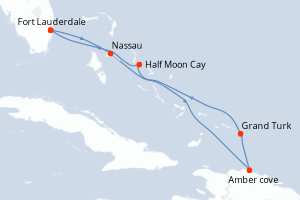 carte itinéraire croisière Caraïbes Bahamas 7 jours au départ du port de Fort Lauderdale