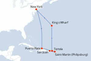 carte itinéraire croisière Amérique du Nord 10 jours au départ du port de New York