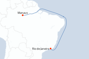 carte itinéraire croisière Brésil 16 jours au départ du port de Rio de Janeiro