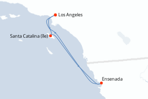 carte itinéraire croisière Amérique du Nord 4 jours au départ du port de Los Angeles