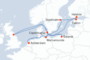 carte itinéraire croisière Europe du Nord 12 jours au départ du port de Amsterdam