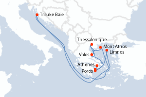 carte itinéraire croisière Méditerranée 7 jours au départ du port de Le Piree - Athenes