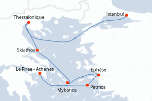 carte itinéraire croisière Méditerranée 7 jours au départ du port de Istanbul