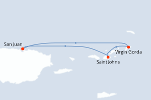 Carte de l'itinéraire de croisière San Juan-San Juan d'une durée de 3 jours