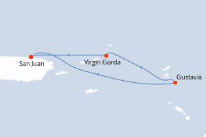 Carte de l'itinéraire de croisière San Juan-San Juan d'une durée de 3 jours