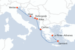 carte itinéraire croisière Adriatique 7 jours au départ du port de Venise