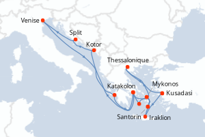 carte itinéraire croisière Méditerranée 14 jours au départ du port de Kusadasi