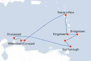 carte itinéraire croisière Caraïbes Bahamas 10 jours au départ du port de Pointe a Pitre