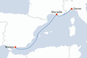 carte itinéraire croisière Méditerranée 3 jours au départ du port de Genes