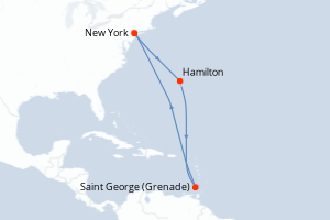carte itinéraire croisière Amérique du Nord 7 jours au départ du port de New York