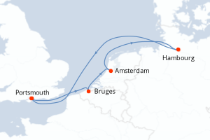 carte itinéraire croisière Atlantique 7 jours au départ du port de Portsmouth