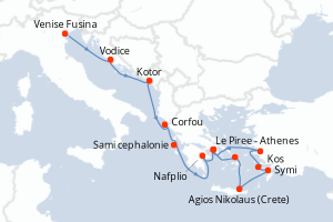 carte itinéraire croisière Méditerranée 14 jours au départ du port de Venise Fusina
