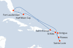 carte itinéraire croisière Caraïbes Bahamas 11 jours au départ du port de Fort Lauderdale