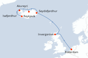 carte itinéraire croisière Europe du Nord 7 jours au départ du port de Rotterdam