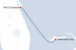 Carte de l'itinéraire de croisière Port Canaveral-Port Canaveral d'une durée de 3 jours
