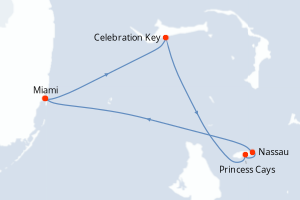 Carte itinéraire croisière États-Unis, Bahamas - 5 jours au départ de Miami - Caraïbes Bahamas