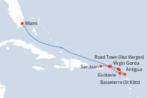carte itinéraire croisière Caraïbes Bahamas 9 jours au départ du port de San Juan