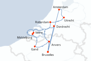 Carte de l'itinéraire de croisière Bruxelles-Bruxelles d'une durée de 11 jours
