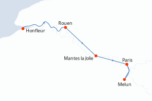 carte itinéraire croisière Seine 6 jours au départ du port de Honfleur