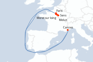 carte itinéraire croisière Seine 6 jours au départ du port de Sens