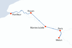 carte itinéraire croisière Atlantique 6 jours au départ du port de Paris