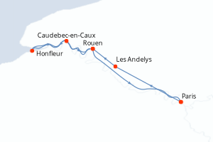 carte itinéraire croisière Seine 5 jours au départ du port de Paris