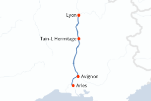 carte itinéraire croisière Rhône  Saone 4 jours au départ du port de Lyon