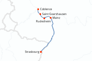 carte itinéraire croisière Rhin Main Moselle 4 jours au départ du port de Strasbourg