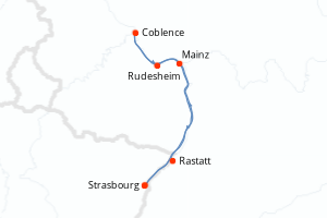 Carte de l'itinéraire de croisière Strasbourg-Strasbourg d'une durée de 5 jours
