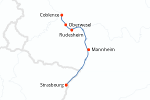Carte de l'itinéraire de croisière Strasbourg-Strasbourg d'une durée de 4 jours