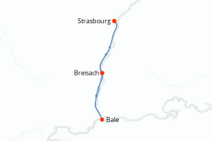 carte itinéraire croisière Rhin Main Moselle 4 jours au départ du port de Strasbourg