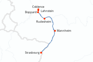 Carte de l'itinéraire de croisière Strasbourg-Strasbourg d'une durée de 4 jours