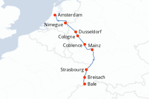 carte itinéraire croisière Europe du Nord 7 jours au départ du port de Bale