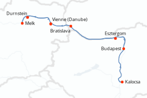 carte itinéraire croisière Danube 7 jours au départ du port de Vienne (Danube)