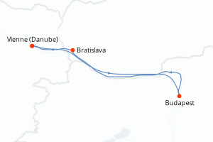 carte itinéraire croisière Danube 4 jours au départ du port de Vienne (Danube)