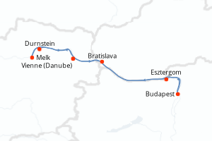 Carte de l'itinéraire de croisière Vienne (Danube)-Vienne (Danube) d'une durée de 8 jours
