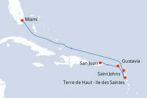carte itinéraire croisière Caraïbes Bahamas 7 jours au départ du port de Miami