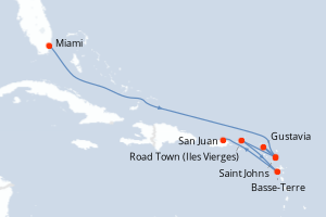 carte itinéraire croisière Caraïbes Bahamas 8 jours au départ du port de Miami