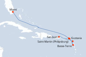 carte itinéraire croisière Caraïbes Bahamas 7 jours au départ du port de Miami