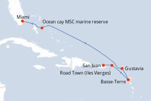 carte itinéraire croisière Caraïbes Bahamas 7 jours au départ du port de San Juan