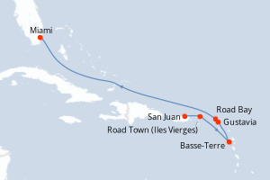 carte itinéraire croisière Caraïbes Bahamas 7 jours au départ du port de San Juan