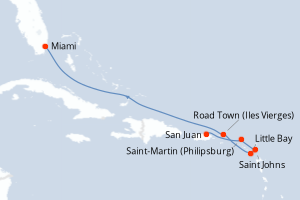 carte itinéraire croisière Caraïbes Bahamas 7 jours au départ du port de San Juan